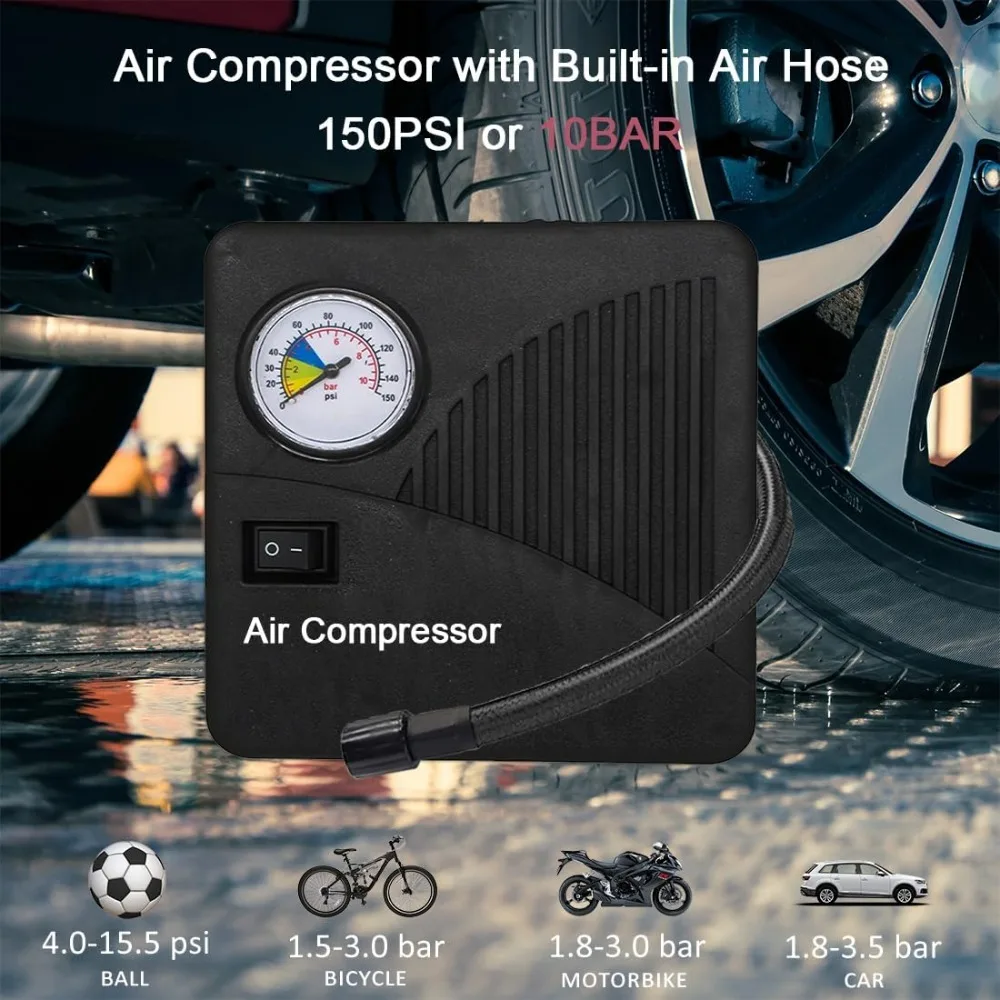 حزمة A11 Jump Starter مع ضاغط هواء، صندوق قفز 2000 أمبير/12 فولت مع مضخة هواء، شاحن بطارية السيارة للغاز حتى 10.0 لتر و8.0 لتر Di