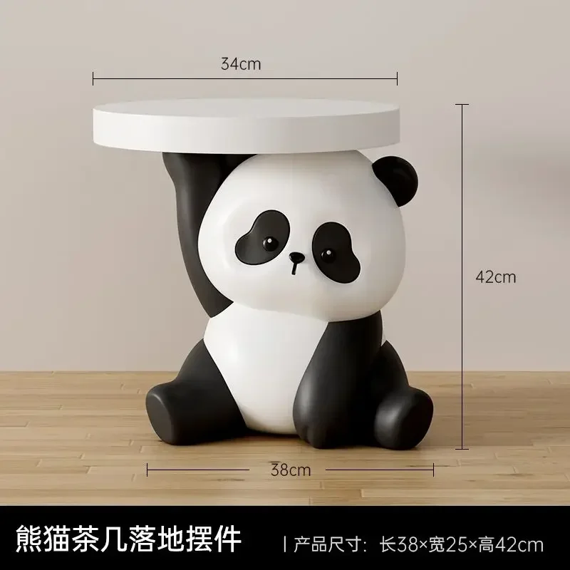 Mesa de centro de lujo Mesa de almacenamiento elegante y multifuncional con diseños de panda, perfecta para mesa auxiliar de organización del hogar