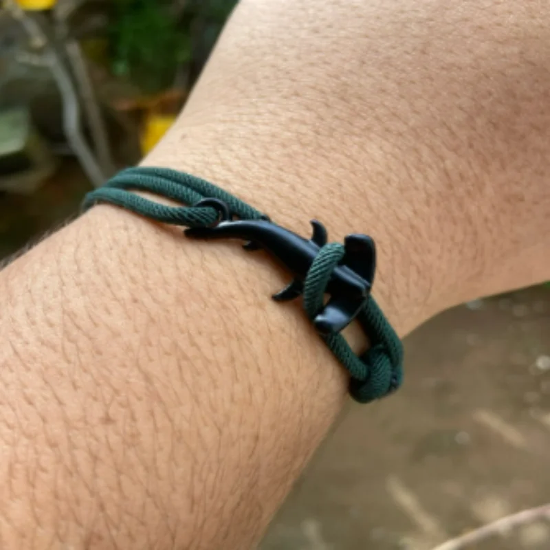 Einzigartiges Ocean Nautical String Armband für Männer hand gefertigte verschiebbare verstellbare Doppels chicht Hai Braslet Surf Stoff Wunsch Armband