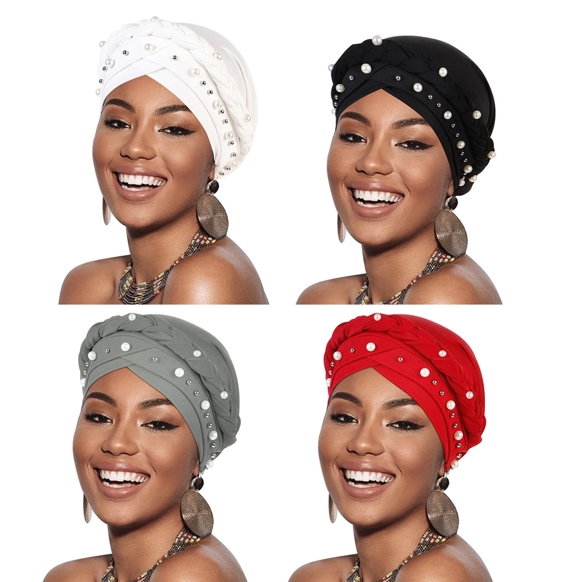 2024 New Pre-Tied Twisted Hijab Turban Hat for Women African Head Scarf Beanie Cancer Chemo Headwear Cap Head Wraps Women