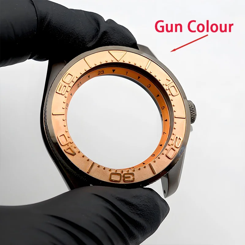 

SKX007 Gun color case with transparent back cover for watch strap. Men's watch accessory. Suitable for NH34, NH35, NH36 movement