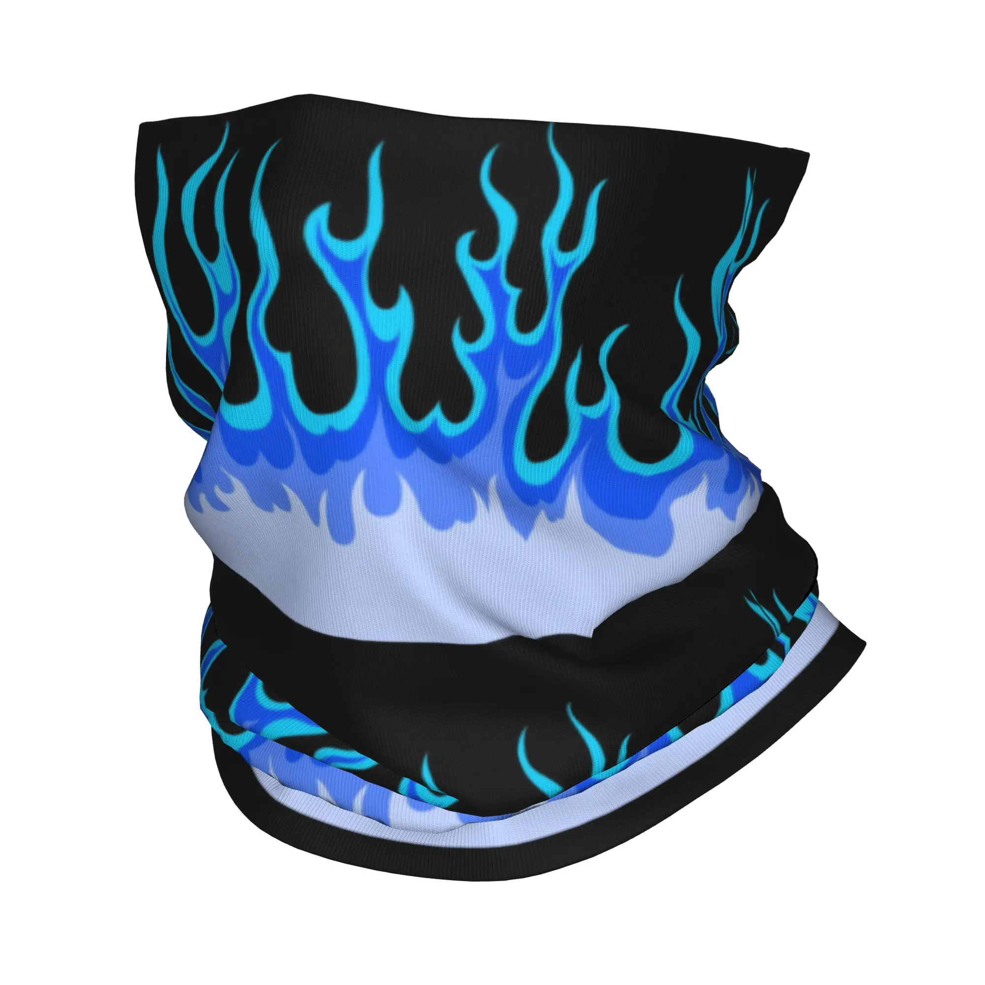 Custom Blue Hot Fire Racing Flames Bandana Neck Gaiter for Hiking Hunting Women Men Wrap Scarf  Balaclava Warmer