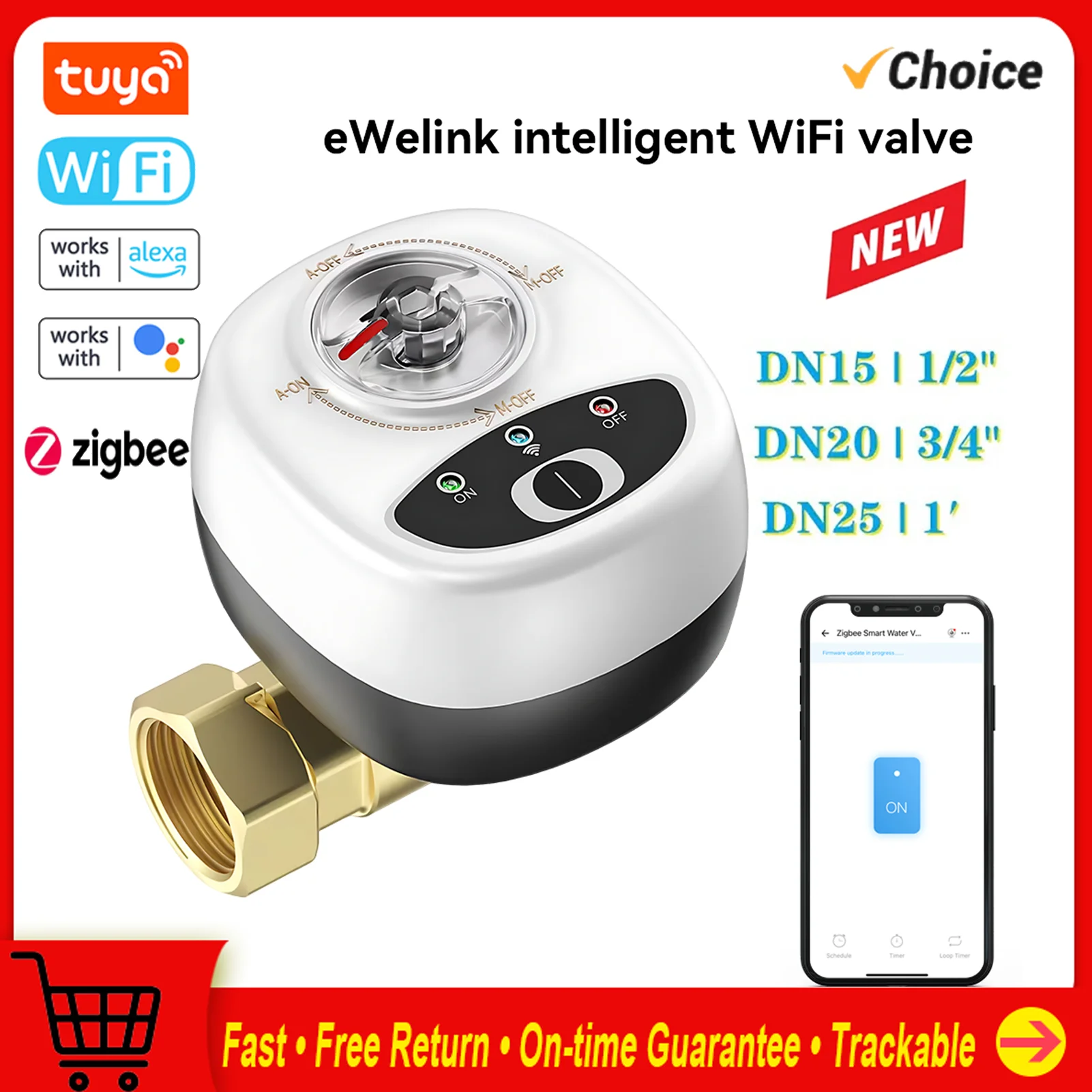 EWeLink WiFi Watervalve Automatic Switch Intelligent Ball Valve IP65 Rating Wireless Remote For Alexa Google Assistant Salute