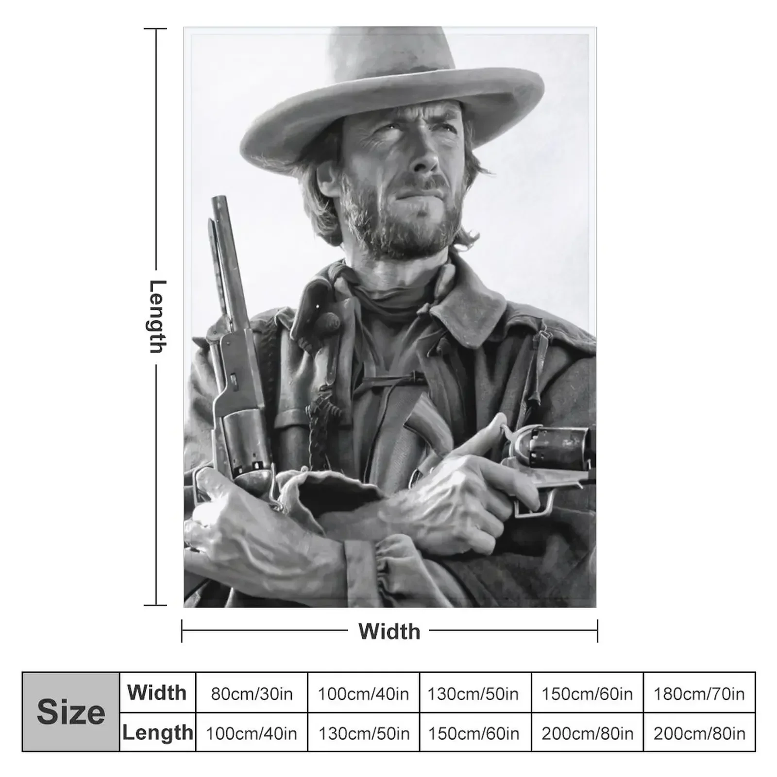 Clint Eastwood, Black and White, Vintage Cowboy Wall art Throw Blanket Thermal Decorative Beds manga Blankets