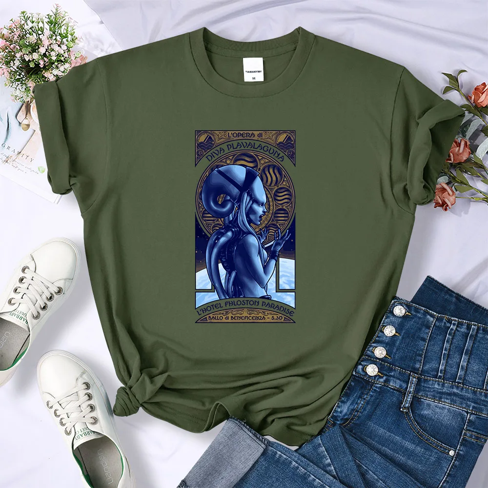 The Fifth Element Alien Diva Plavalaguna Woman T-shirt Loose Hip Hop Short Sleeve Harajuku Personality Clothing O-Neck Women Tee