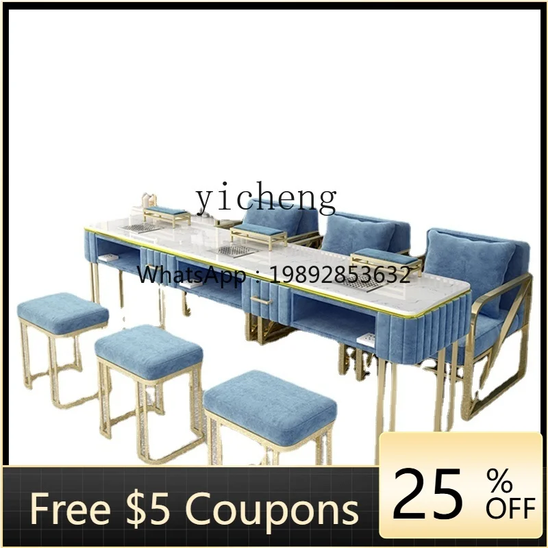 

Nail Table and Chair Set with Vacuum Cleaner Single Double Three Marble Nail Table