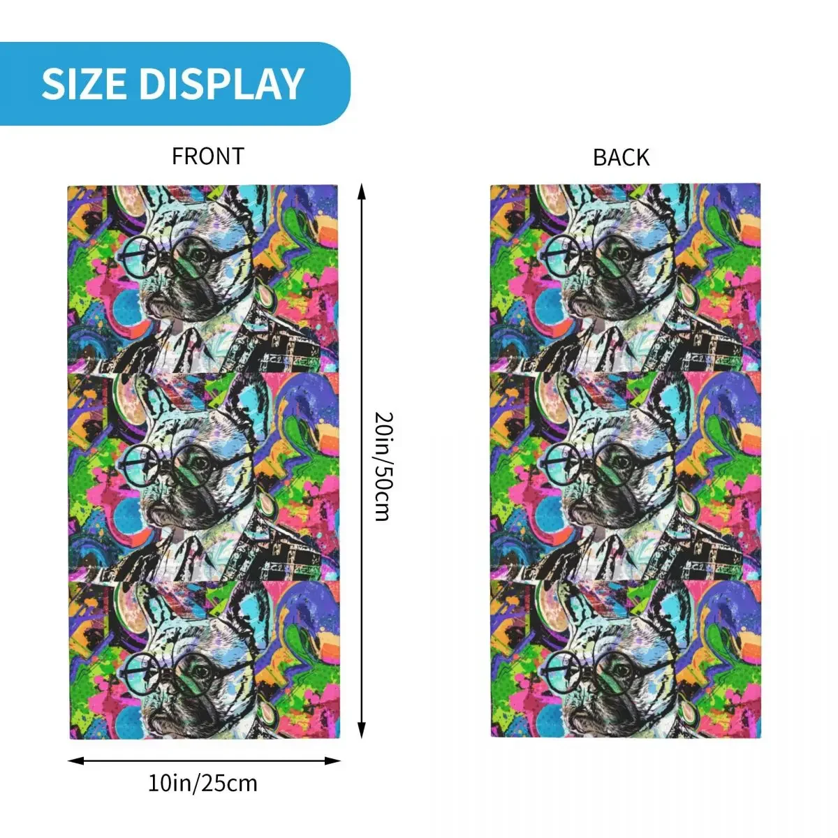 Bulldog Portrait Art Bandana Neck Cover Printed Motocross Graffiti Art Pattern Face Mask Cycling Face Mask Hiking Unisex Adult