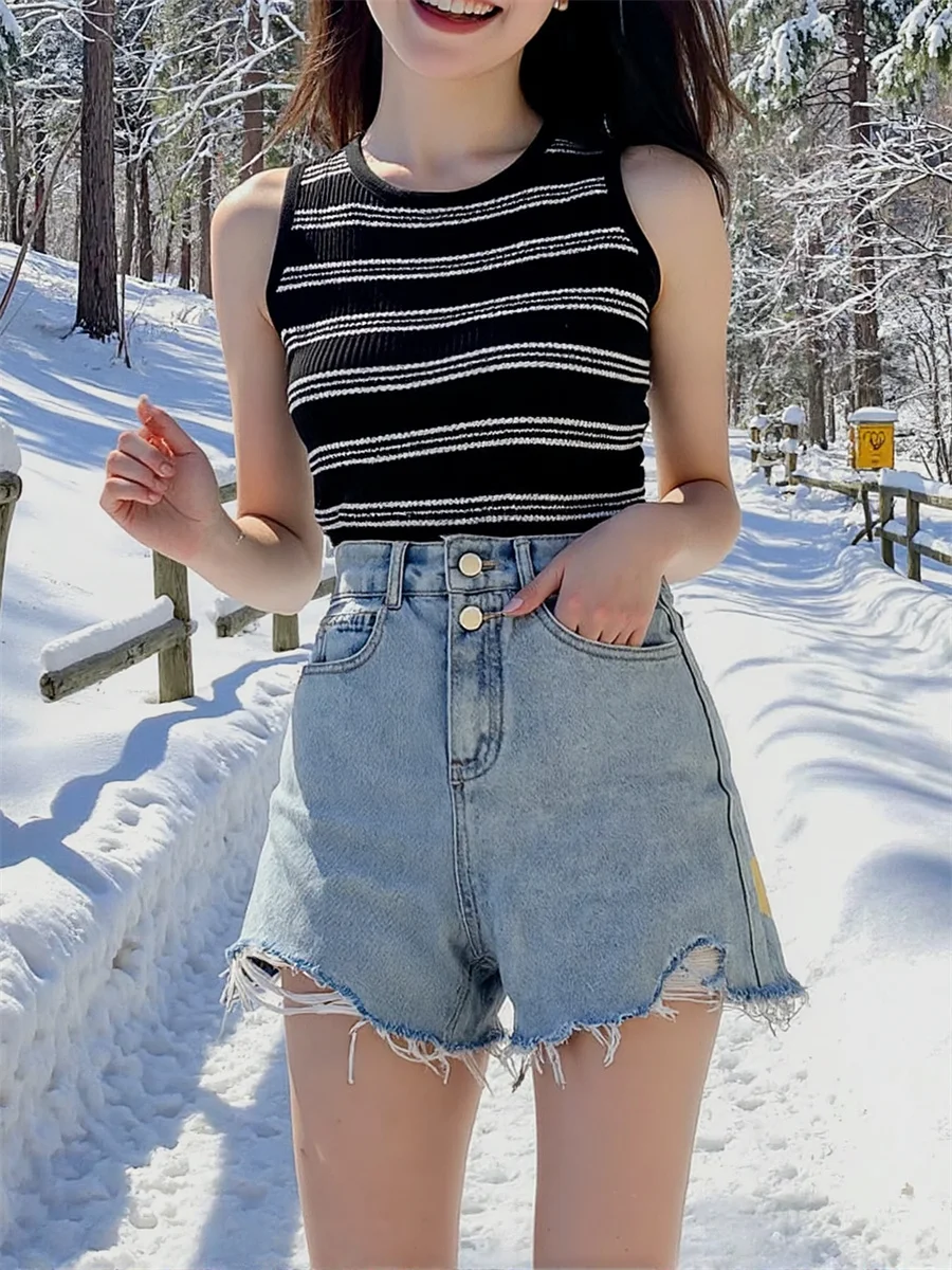 

Шорты женские с высокой талией и необработанным краем, ажурная накидка с подкладкой, трикотажные изделия в стиле Walf