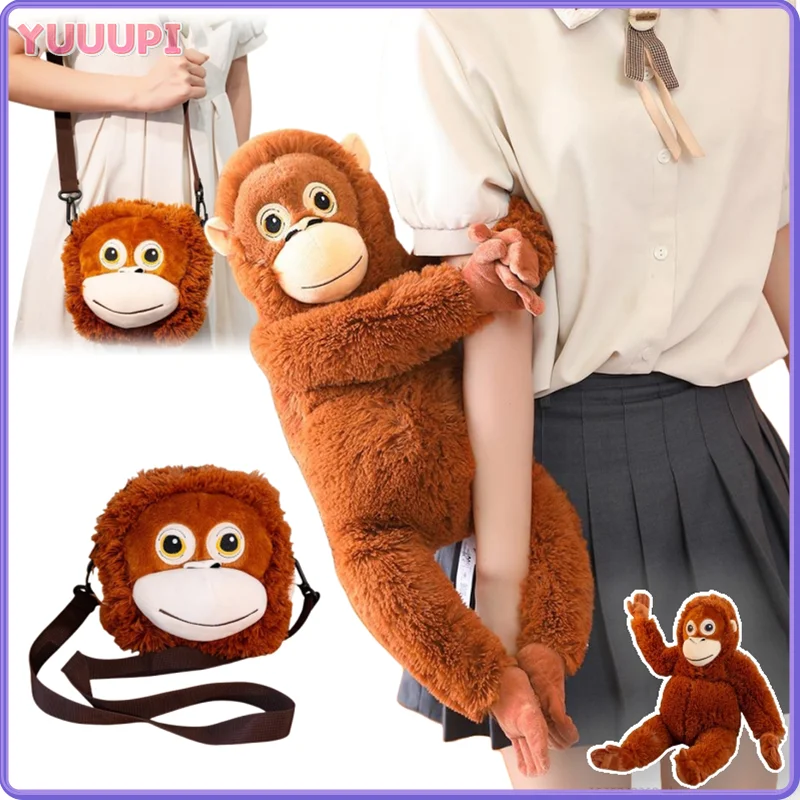 الكرتون الغوريلا ألعاب من نسيج مخملي محاكاة القرد Orangutan دمية محشوة الحيوان حقيبة الظهر غرفة ديكور الاطفال الفتيان الفتيات هدايا عيد الميلاد