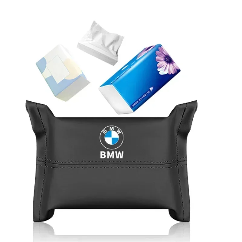 for BMW M Power E46 E90 F30 G20 G21 E39 E60 F10 F11 G30 F01 G11 Z4 G29 Nappa Leather Car Tissue Box Sun Visor Storage Bag Badge