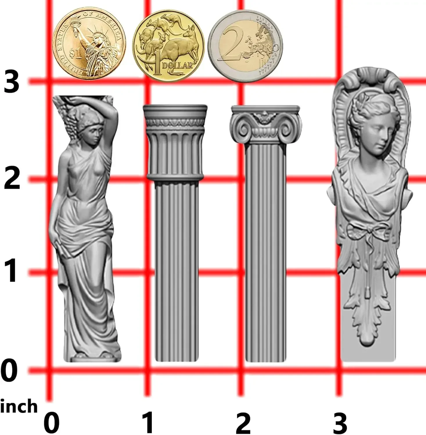 Baroque Relief Embossed Art Silicone Mold Air Dry Clay Plaster, Decorative Column and Sculpture Statue Epoxy Resin Molds