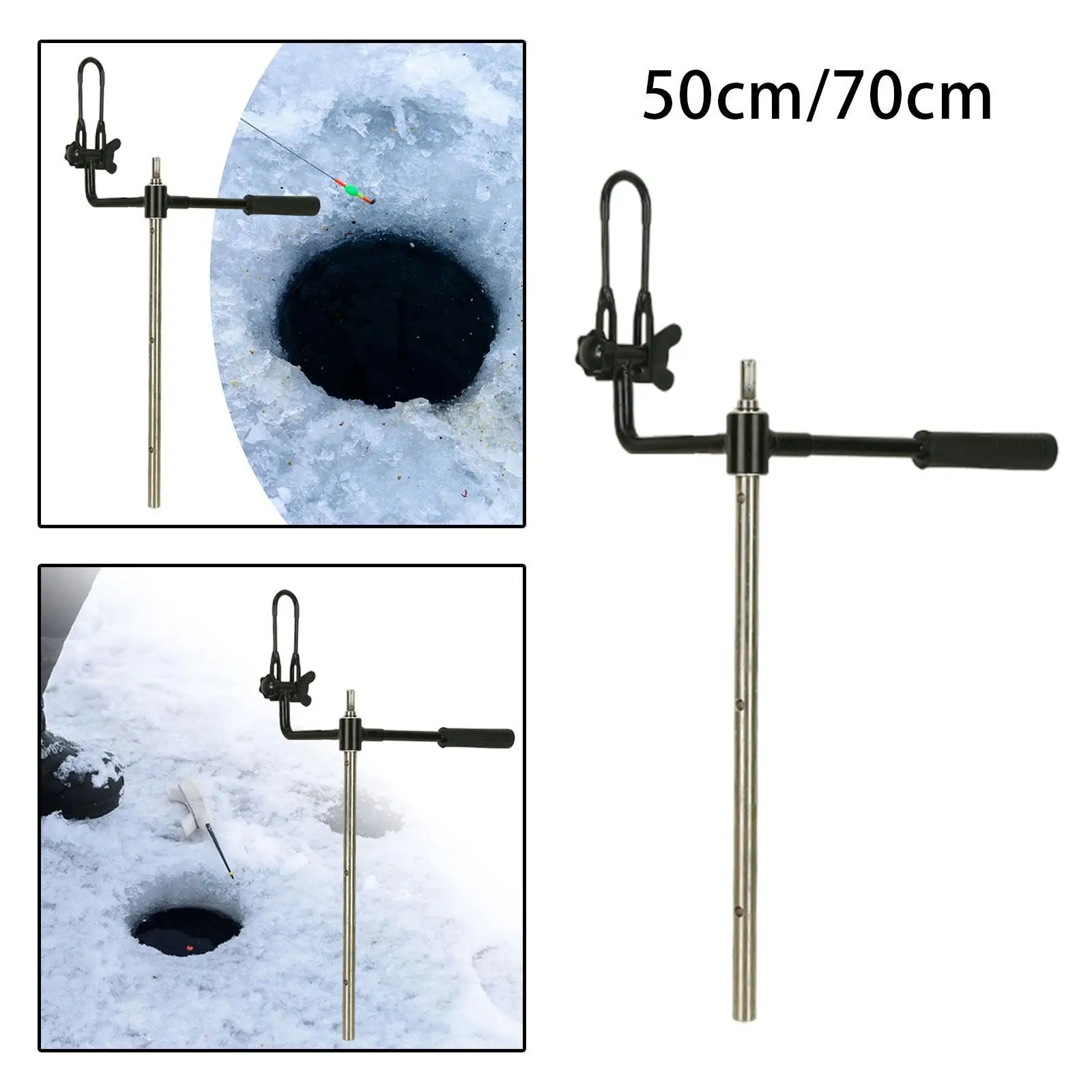 

Ice Drill Auger Extension Rod with Handle, Drill Connector Outdoor Fishing Aluminum Alloy Winter Drill Tool Ice Chisel
