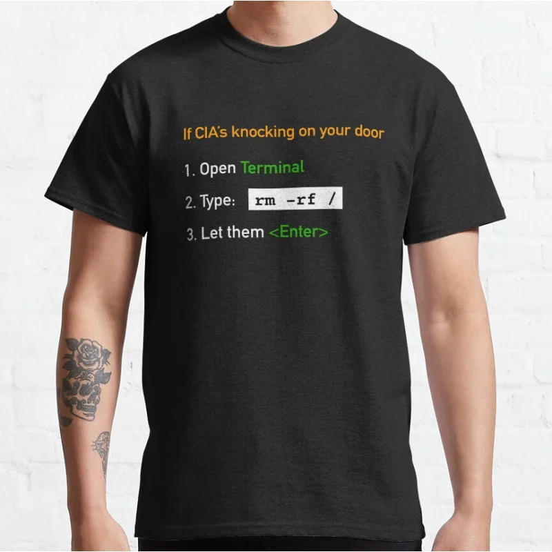 Guía útil: si la CIA está golpeando en tu puerta, camiseta divertida para desarrollador de software, camisetas de talla grande, camiseta para adultos S-6XL