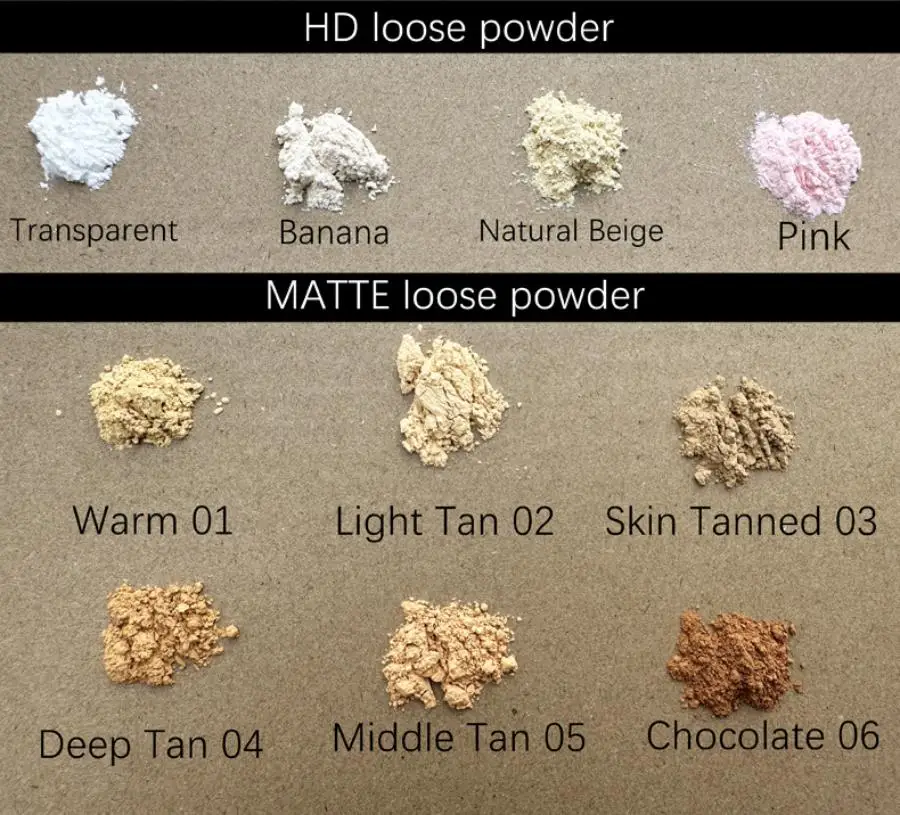 Benutzer definierte Logo lose Einstellung Pulver matt Öl Kontrolle langlebige lose Puder eigene Marke Gesicht Make-up wasserdicht Mineral 5 stücke