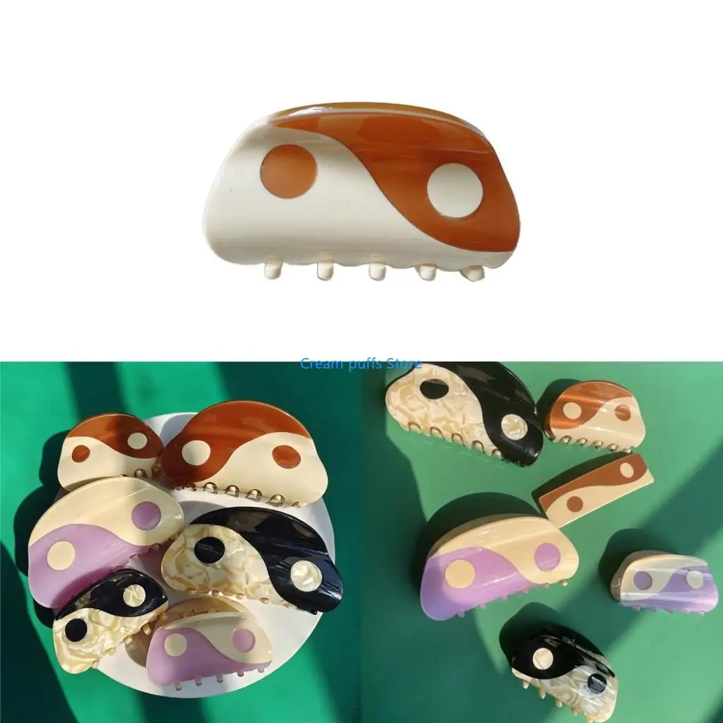 

50LE Trendy Hairpins for Women Yin Yang Prints Acetic Acid Hairpins Color Matching