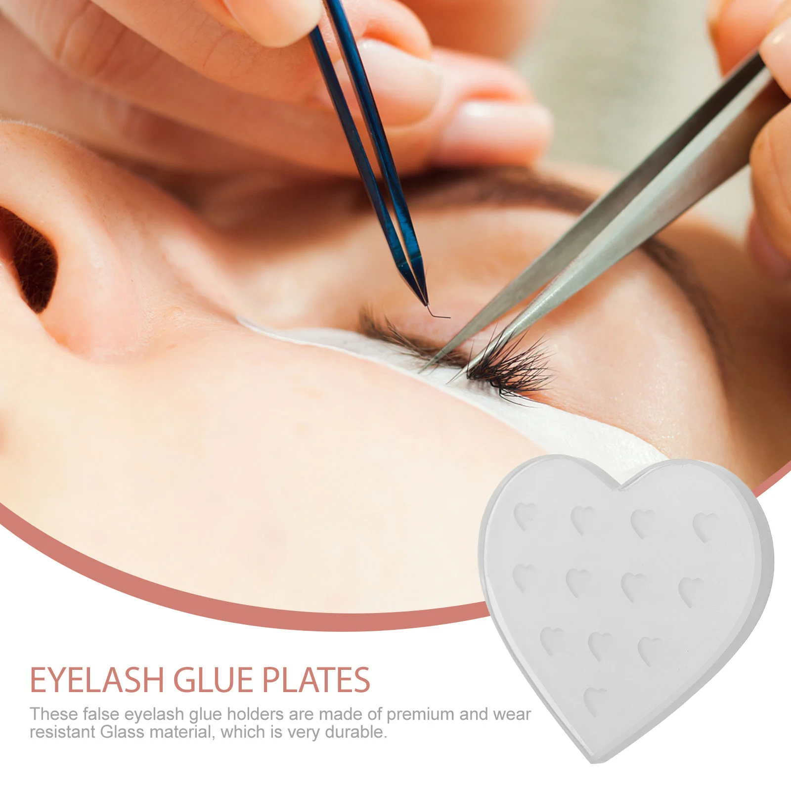 

Durable Heart Grafting Eyelash Glass Pad Easy Holder Eyelash Extension Supply Salon Tool Delay Plates