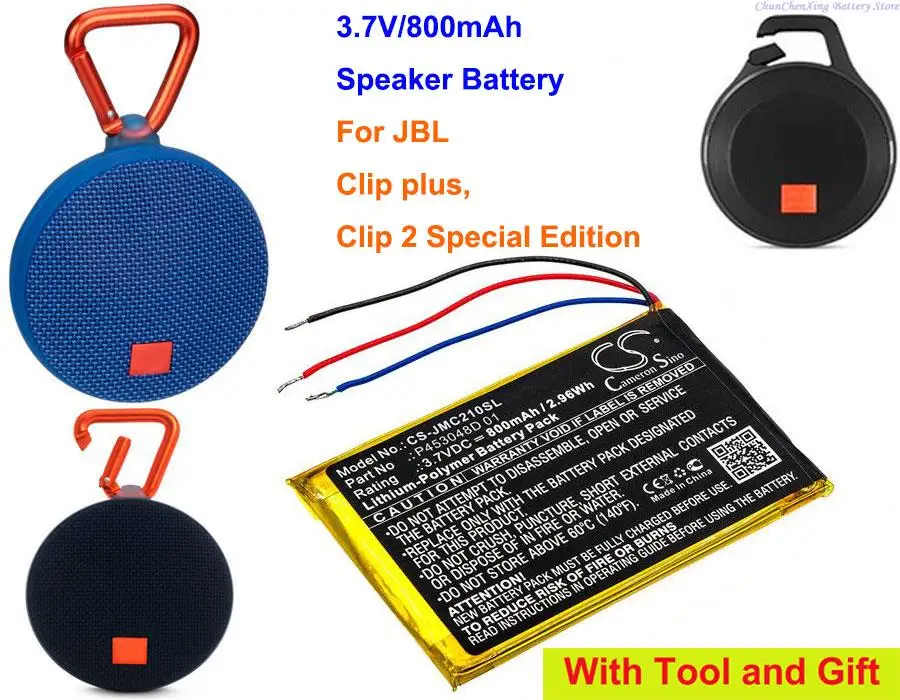 800mAh Portable Wireless Bluetooth Speaker Battery P453048D 01 for JBL Clip 2 Special Edition, Clip plus