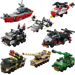 6IN1 Engineering Car Helicopter Truck Tank City Building Blocks Police Bricks Fire Fighting Brick Set Toys for Children