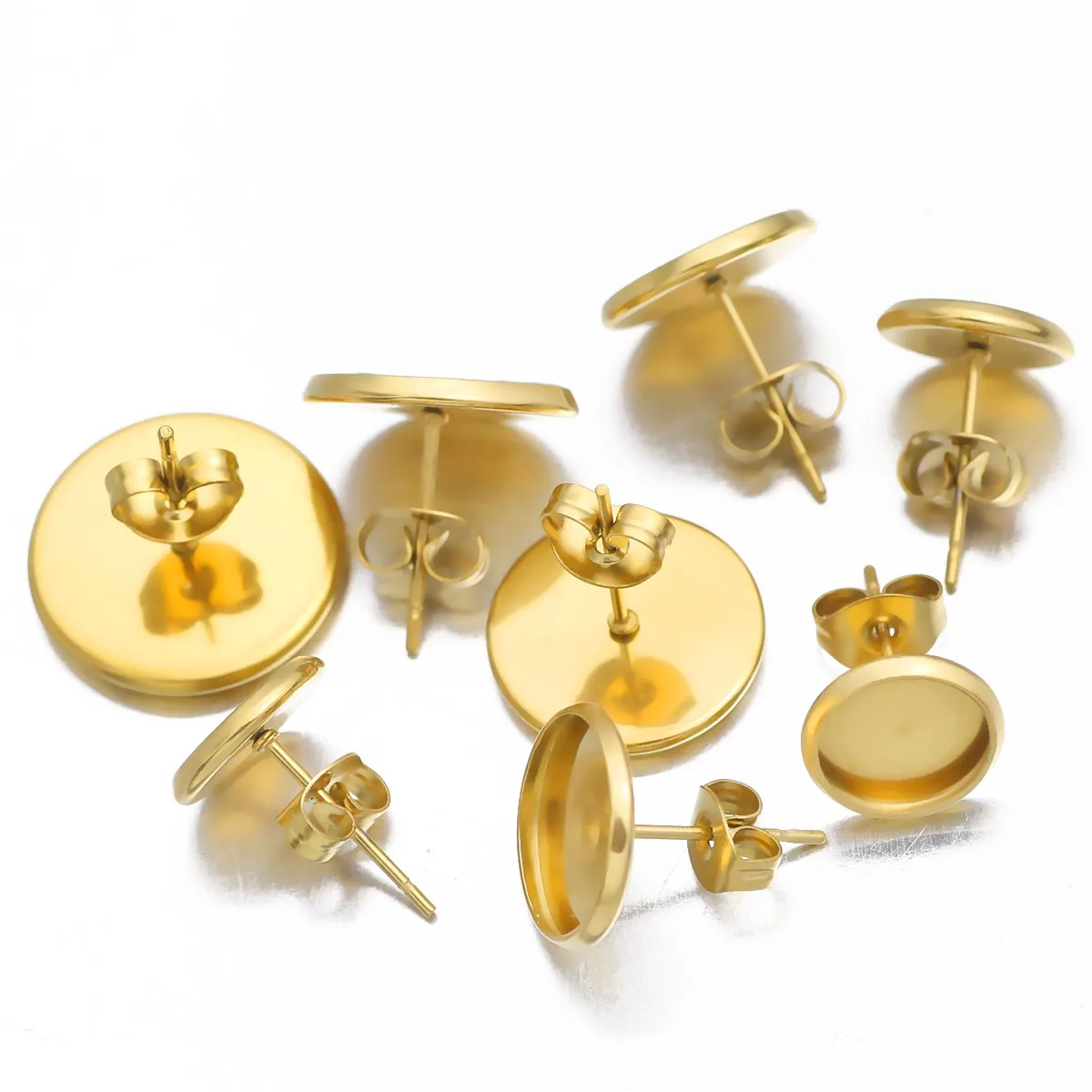 Stainless Steel Round Disc Welding Pins Inner Diameter 8-15mm Genuine Gold Color Handmade DIY Jewelry Making Earring Accessories