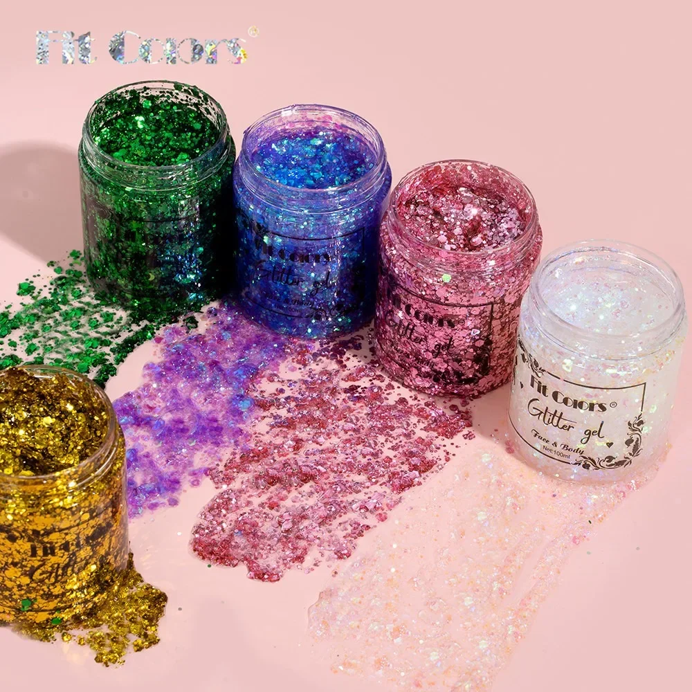 100ml Glitzer Gel Lidschatten flüssiges Gesicht Körper große Pailletten Gel multifunktion ale bunte lose Pailletten Creme Party Dekoration