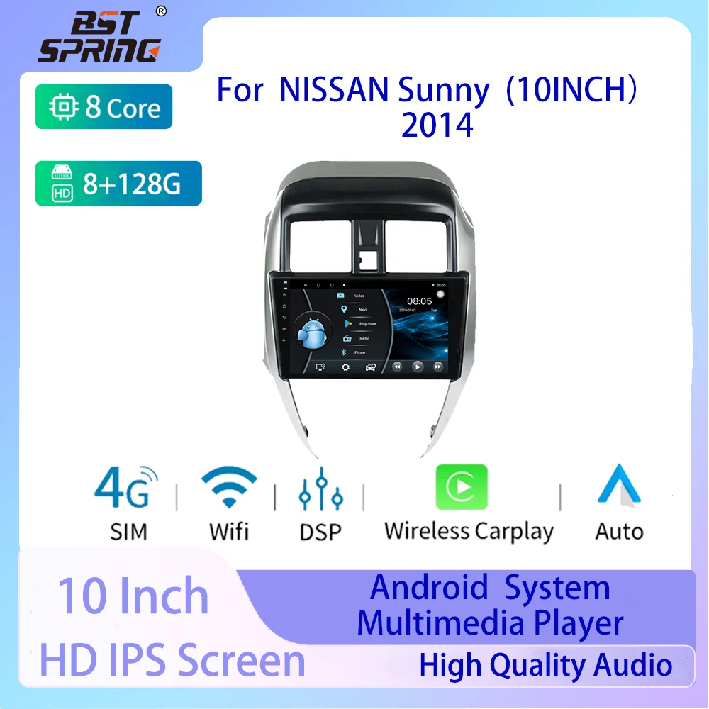 

Android for Nissan Sunny 2014 Multimedia Player Auto Radio GPS Carplay 4G WiFi DSP Bluetooth 10inch