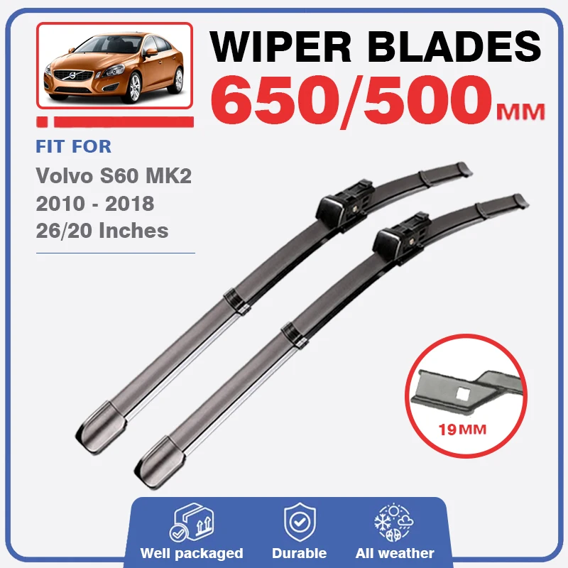 Front Wiper Blade Set For Volvo S60 MK2 2010 - 2018 Windshield Window Windscreen 26