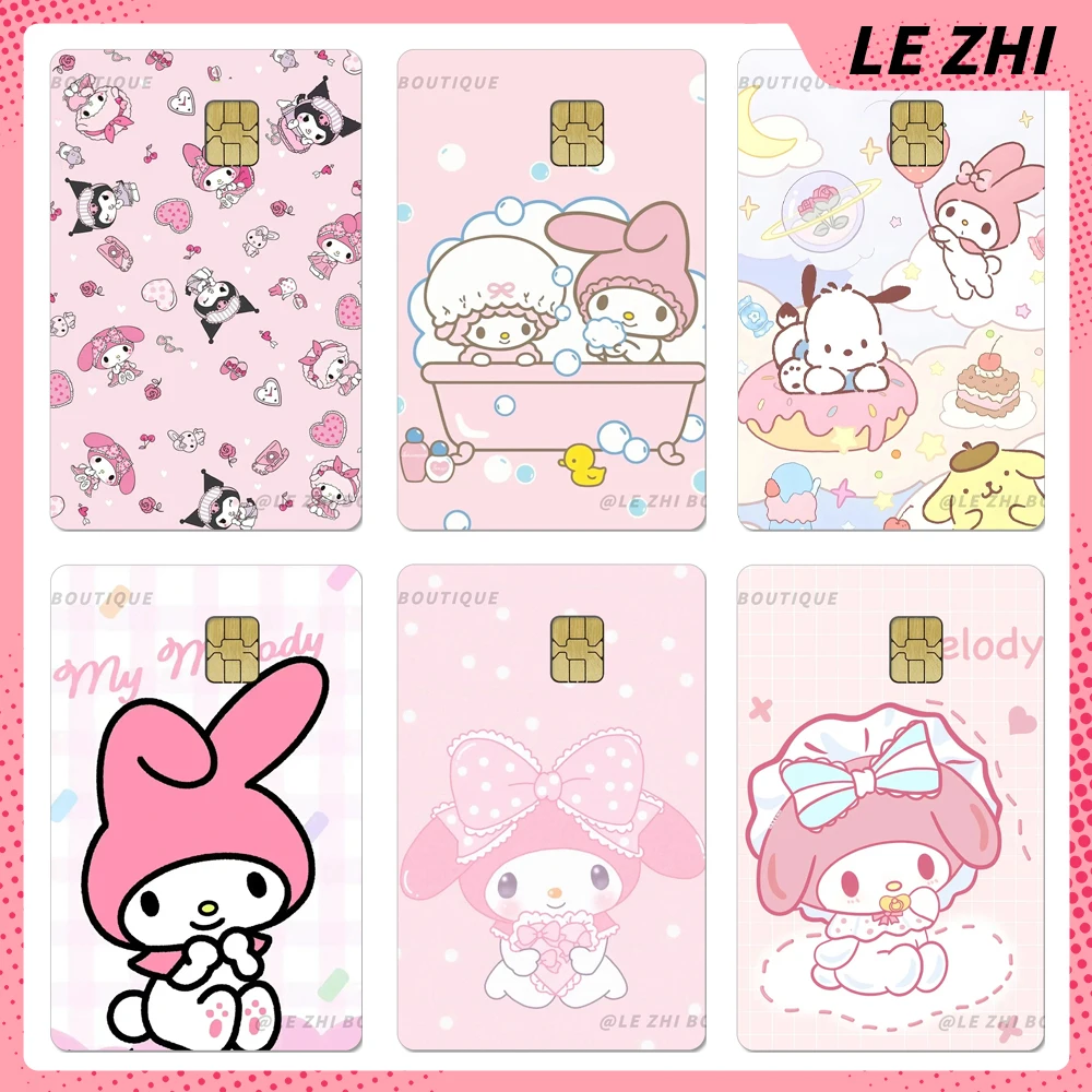 

1Pc Cute My Melody Credit Card Debit Card Waterproof Sticker Bank Bus Metro Card Shining Rainbow Love Protective Film Sticker