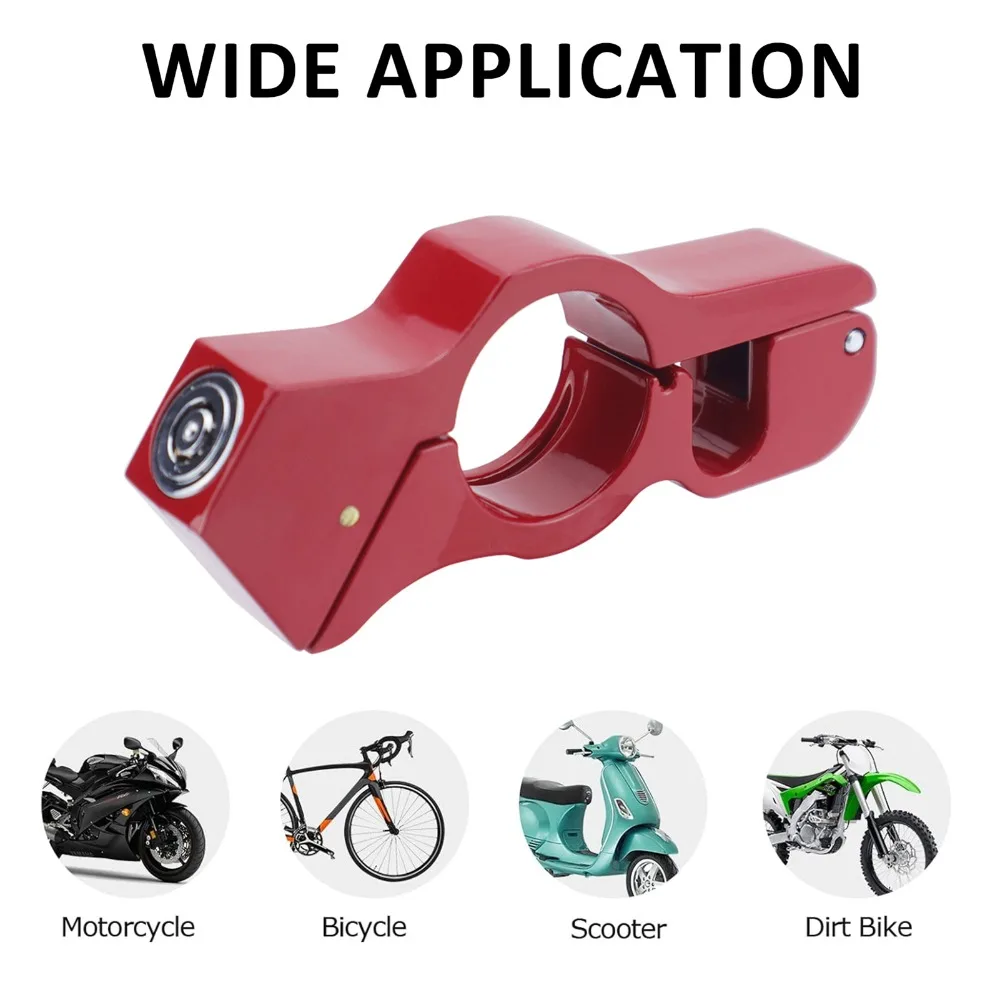 Aluminum Alloy Motorcycle Handlebar Lock Red Color Anti-Theft Design Anti-Theft Grip Lock Universal Handlebar Lock For Scooter