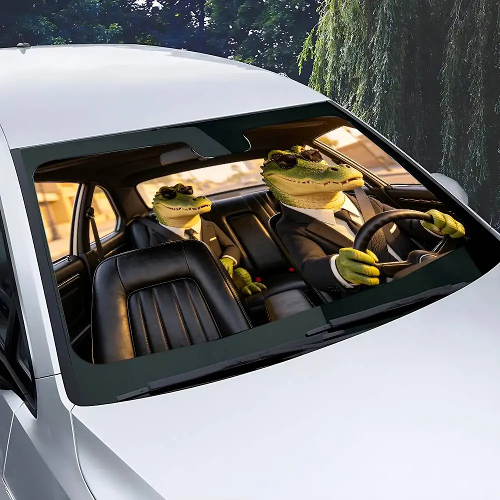 Crocodile Drive Car Sunshade Covers Cover Universal Windscreen Folding Visor - view 4