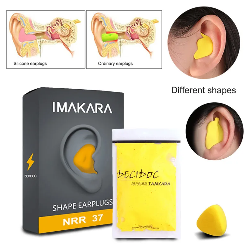 60pcs/pack Moldable Shaped PU Anti-noise Ear Plugs Noise Reduction Sleeping Protection Soft Anti-Snoring Health Care Earplugs