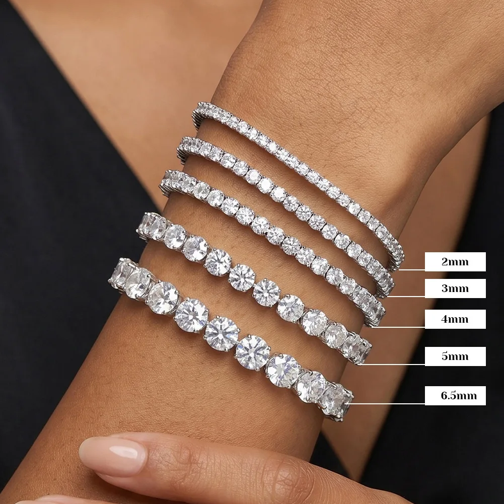 Real Moissanite Tennis Bracelet for Women Simulated Lab Diamond Original S925 Sterling Silver Hip Hop Jewelry Creativity Gift