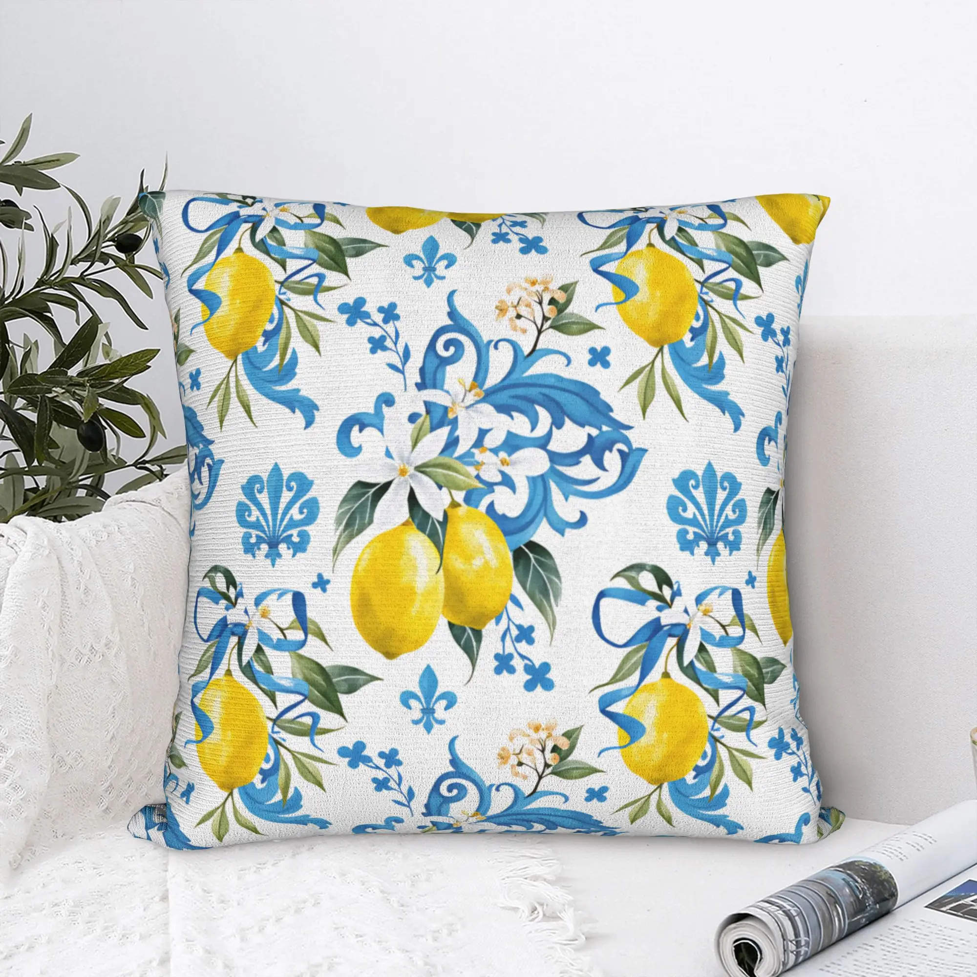 Fruit Lemon  Pillowcases  Retro Trendy Pillow Case For Living Room Chair Custom Pillow Cover