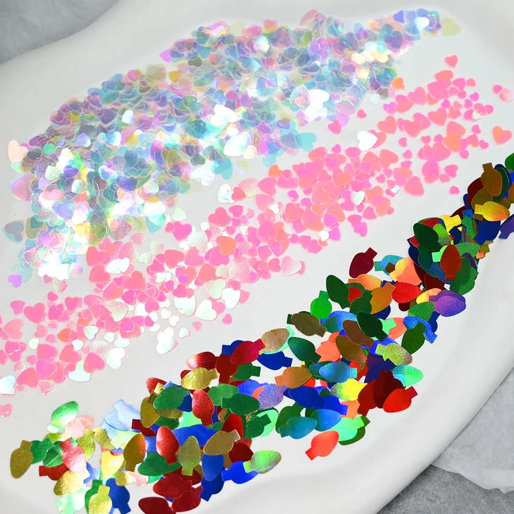 10g Laser Olografico Glitter Per Unghie Lucido Scintillante Amore Cuore Unghie Artistiche Paillettes Ultra-sottile Spangle Paillette Manicure FAI DA TE Glitters