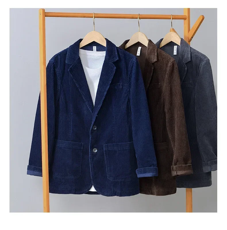 

Осенние повседневные пиджаки, мужские японские ретро мужские пальто, повседневные костюмы из чистого хлопка, вельветовые однобортные пиджаки, мужские пиджаки