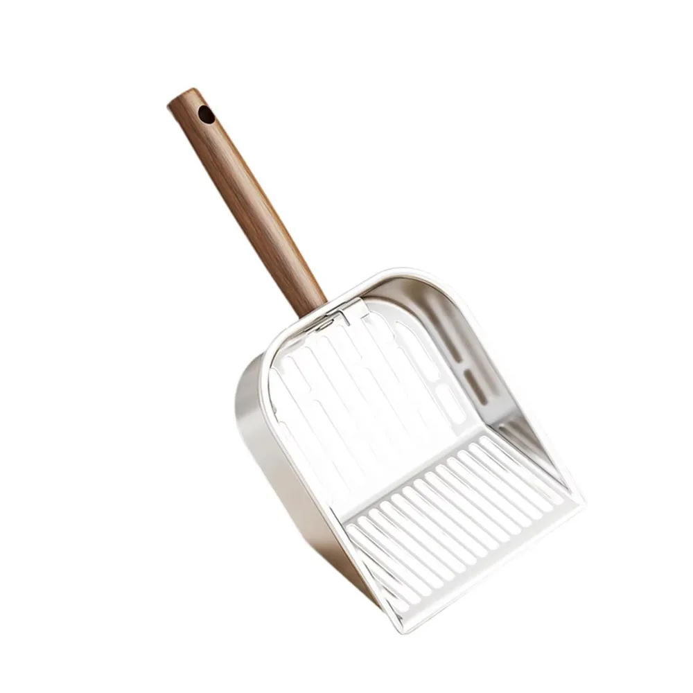 

Stainless Steel Cat Litter Scoop Long Handled Wooden Handle Litter Box Shovel Large with Hanging Hook Kitten Poop Scooper