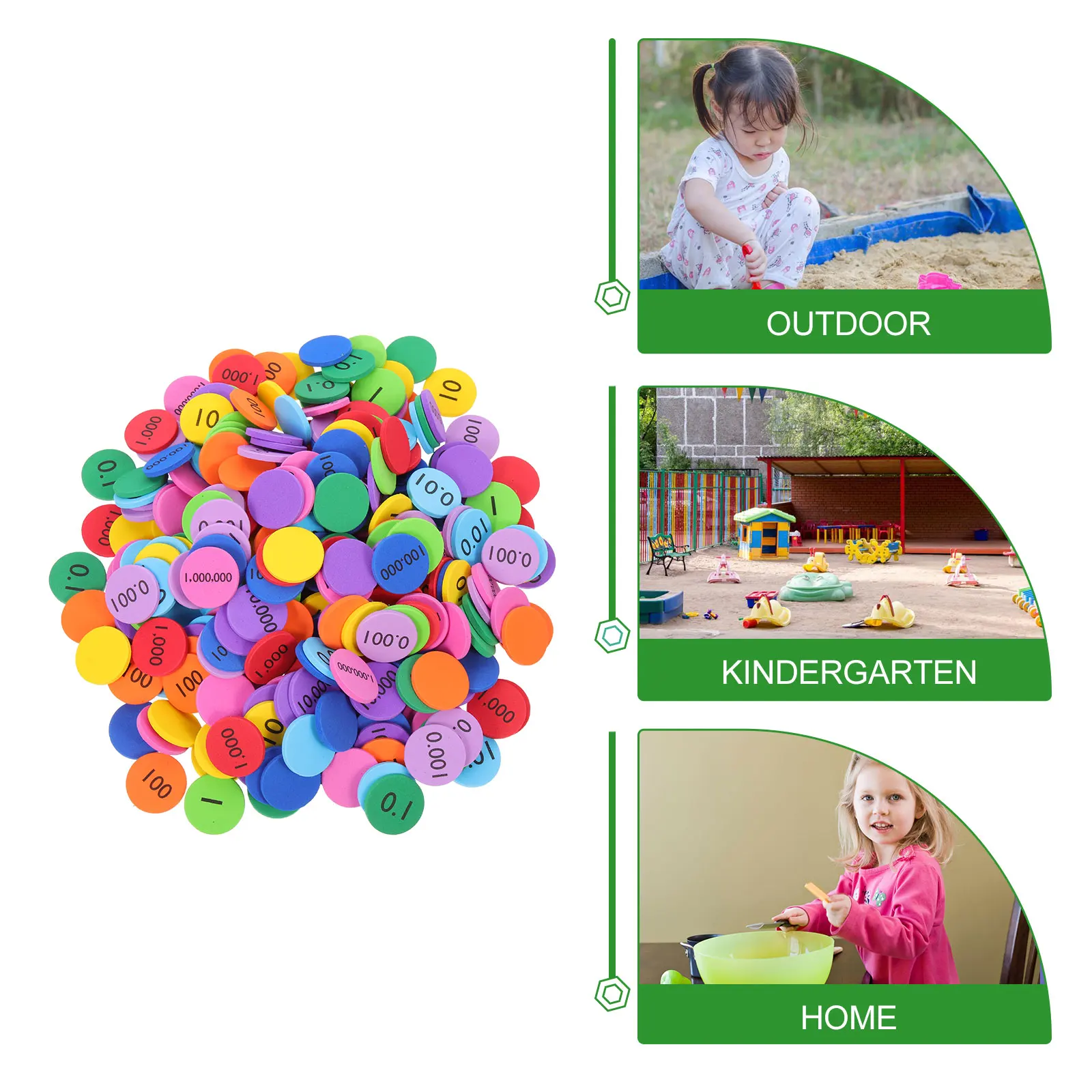 160 Stück farbige Platzwertscheiben für Kinder, Mathematik, Lernen, pädagogische Manipulationen für die Zahlenkognitionsunterricht in der frühen Kindheit