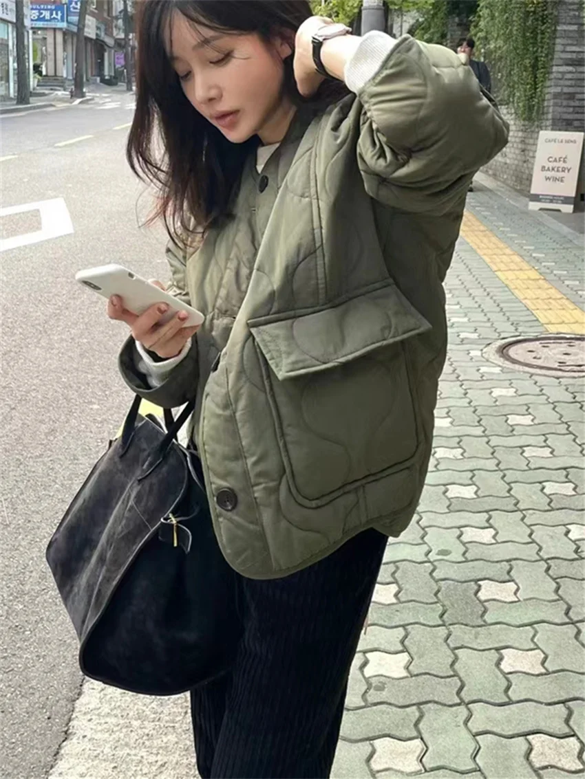 Alien Kitty Daily Loose Women Parkas New Casual Winter Chic All Match Fashion 2024 OL Slim Office Lady Elegant Cotton Coats