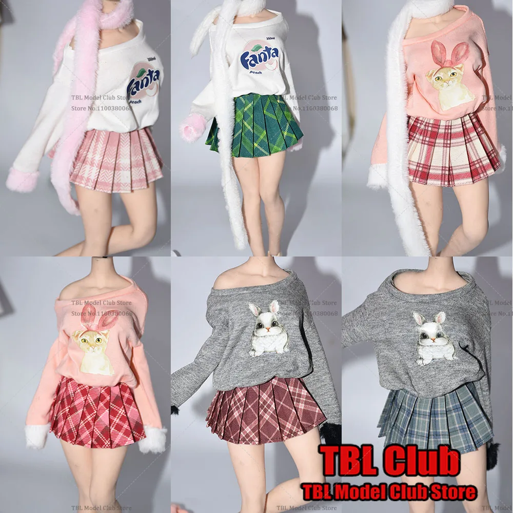

1/6 Scale Fashionable Versatile Sweet Student Casual Printed Hoodie Pleated Skirt Set Fit 12" Female Action Figure Body Model