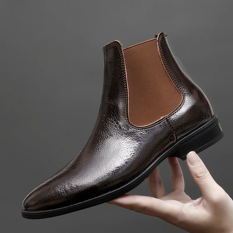 

Winter Men Business Chelsea Boots Men Casual Comfortable and Fashionable Pointed Brand Boots Banquet Boots Men Sizes 38-46