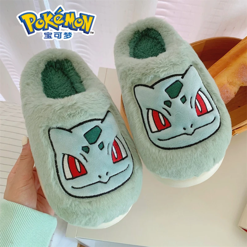 Genuine Pokémon Autumn and Winter Plush Warm Fashion Anime Cartoon Snorlax Plush Home Cotton Slippers for Men and Women