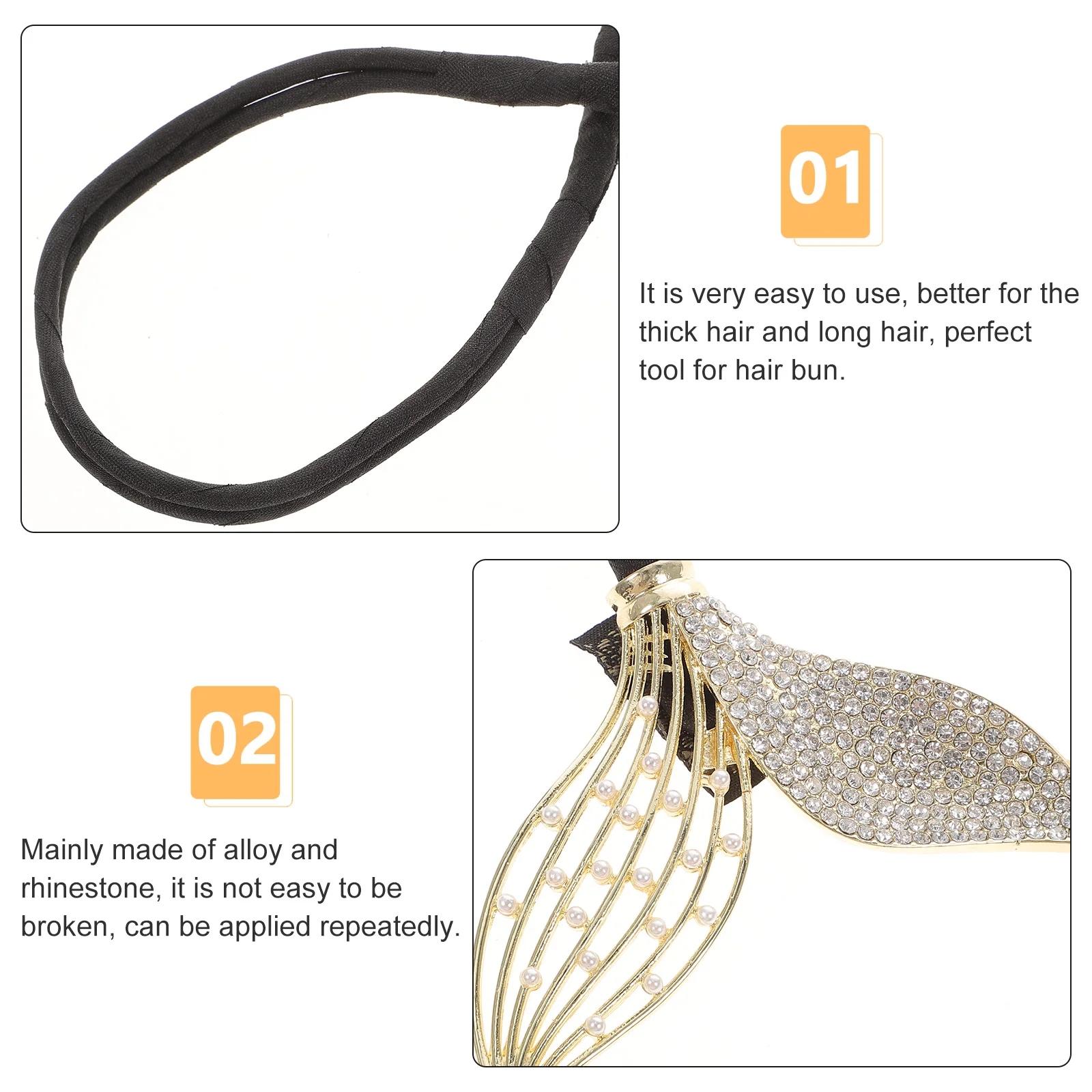 

Hair Accessories Bun Maker Accessory for Long Elegant Lazy Curler Alloy Rhinestone Women Mermaid