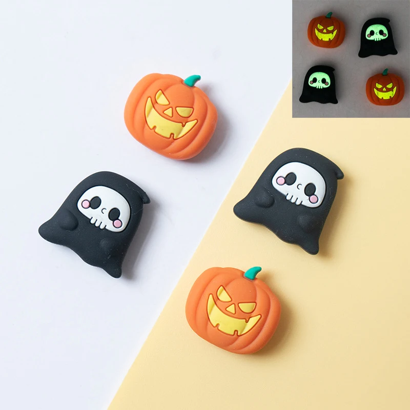 Halloween Pumpkin Ghost Glow Silicone Soft Thumb Stick Grip Cap Joystick Protective Cover For Switch Oled NS Lite Joy-con Case