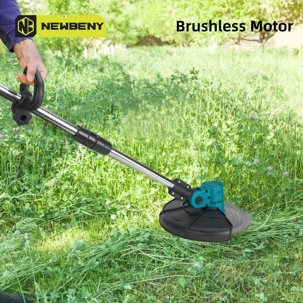 NEWBENY 9 นิ้วBrushlessเครื่องตัดหญ้าไฟฟ้าดิจิตอลจอแสดงผลไร้สายชาร์จสวนกําจัดวัชพืชเครื่องมือสําหรับMakita 18Vแบตเตอรี่