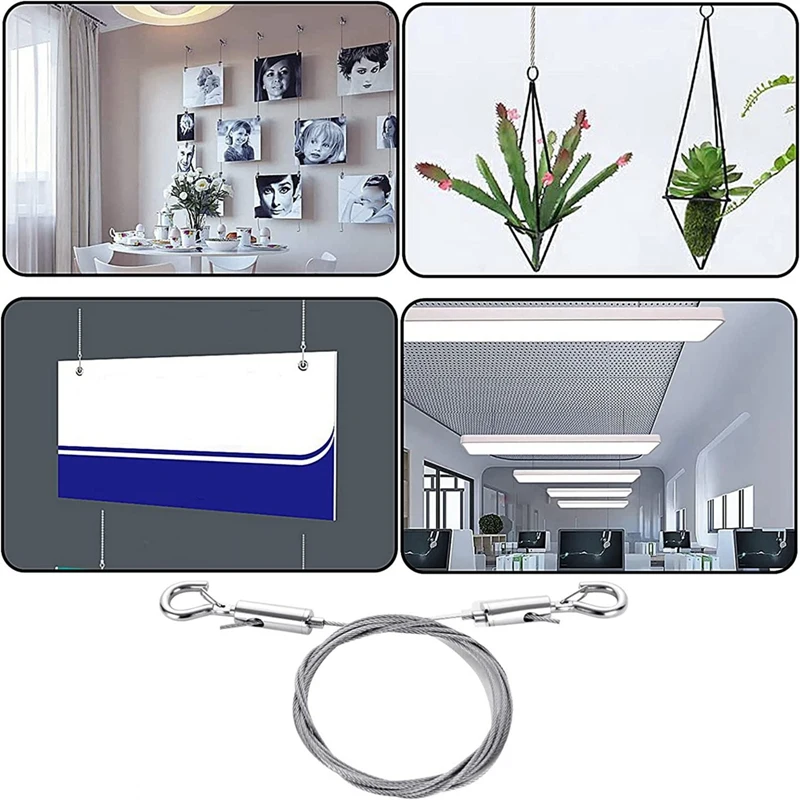 Stainless Steel Picture Hanging Wire Picture Hanging Wire 2M X1.5Mm With Hook, Picture Wire Hanging Kit