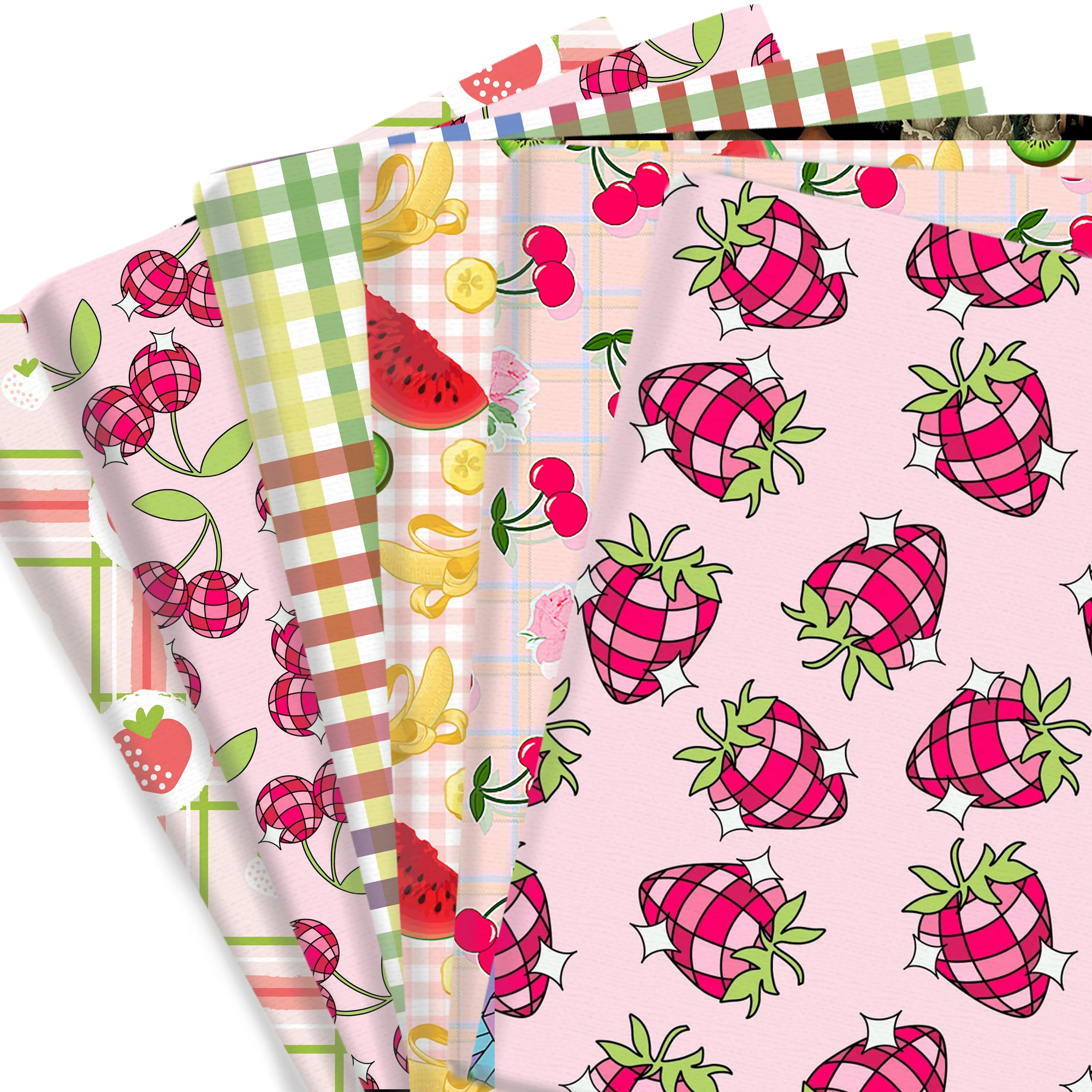 50*145cm Or 50*45cm Cherry Strawberry Fruit Cotton Fabric Patchwork For Tissue Sewing Quilting Needlework Material DIY Cloth Bag