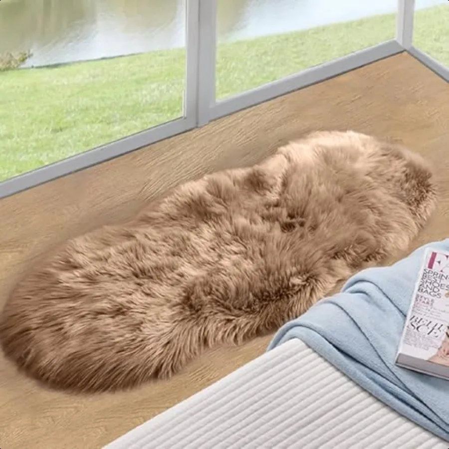 

Beige Faux Sheepskin Fluffy Fur Rugs for Bedroom hine Washable 2x4 Shag Area Rugs for Living Room Office Furry Nursery Rug