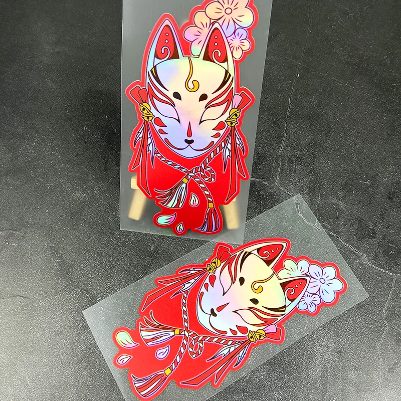 ملصقات Fox Mask JDM للدراجات النارية مقاومة للماء للدراجات النارية هدية أمامية يمكنك صنعها بنفسك صندوق خوذة سكوتر شارات فينيل ليزر عاكسة #4