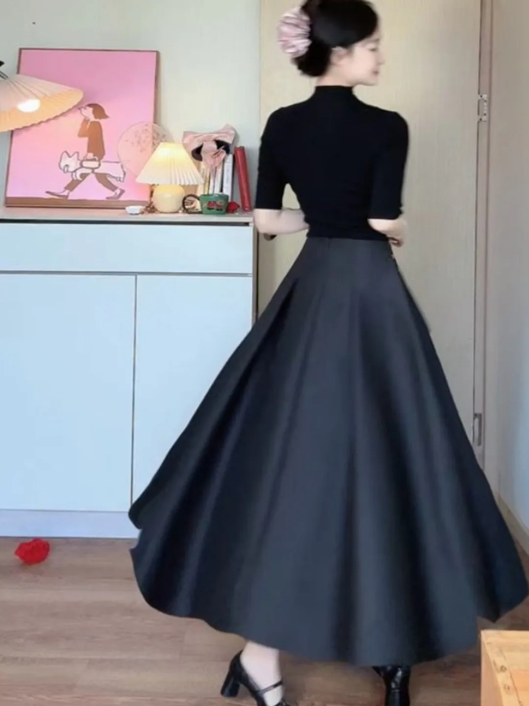 

Elegant Gentle Style Two-Piece Set Cotton High Waist Skirt And Top Comfortable Spring Fashion Women's Ensemble Casual Wear