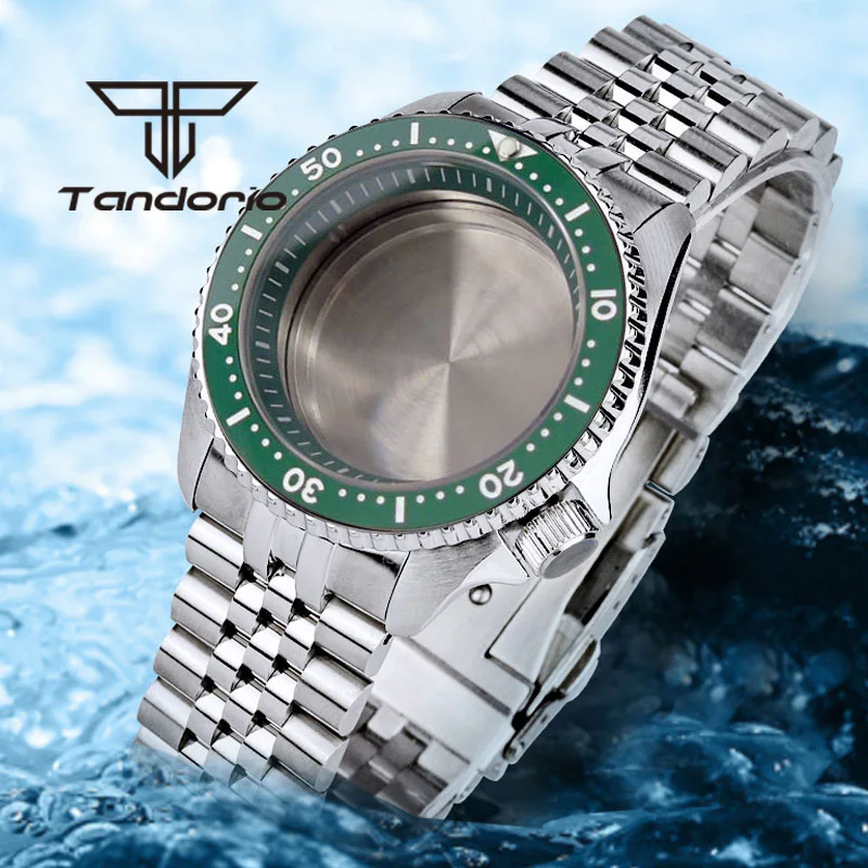 Stainless Steel 41mm 200m Dive Watch Case with Steel Bracelet Sapphire Glass 120 Clicks Rotating Bezel Fit NH35 NH36 Movement