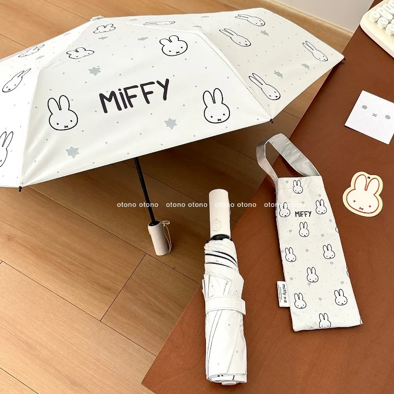 

Корейский мультяшный милый зонт с кроликом Миффи, автоматический складной зонт, стильный аниме-дизайн, креативный модный универсальный зонт от солнца